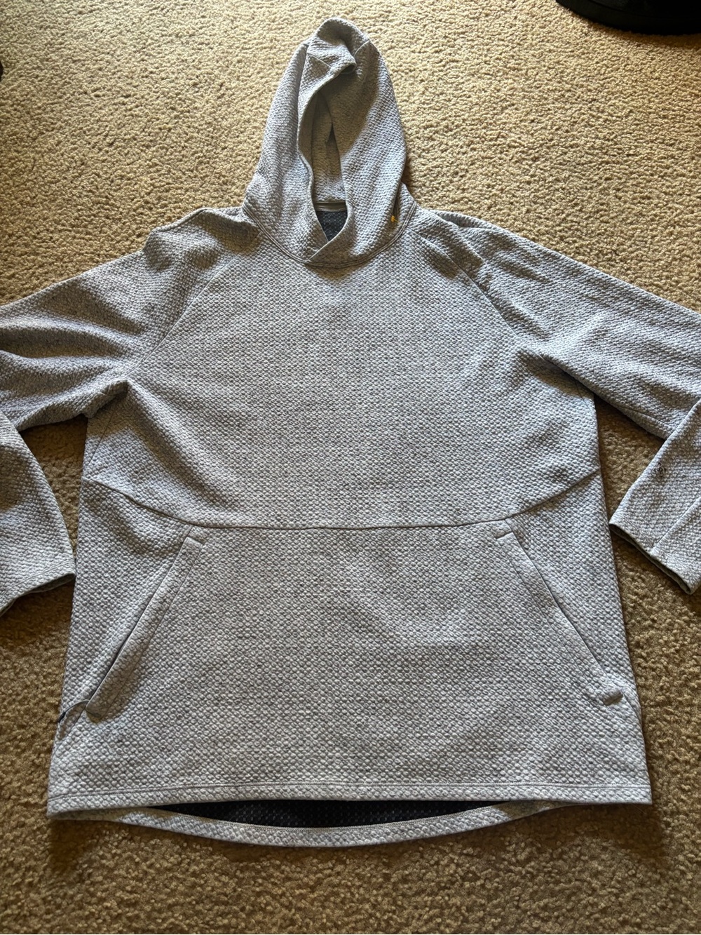Lululemon At Ease Hoodie Mens XLarge Gray Textured Knit Pullover Sweatshirt